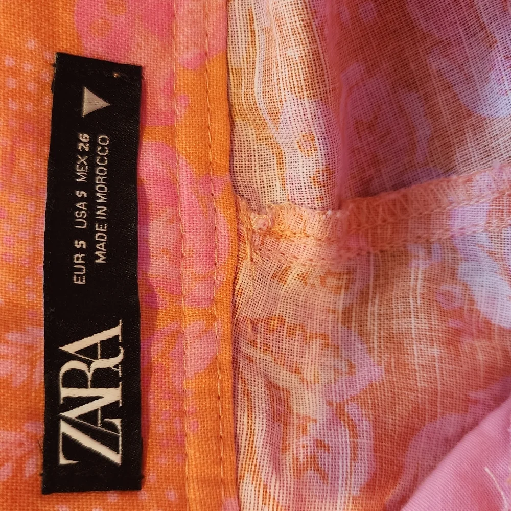 Zara Beachy Summer linen blend Straight Leg pants 28×32